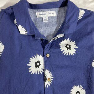 Old Navy Mens XXL Regular Fit Short Sleeve Button Down Blue Shirt